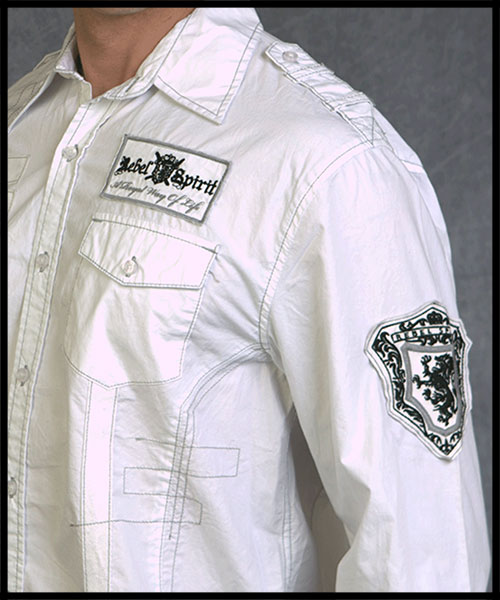 Rebel Spirit - Мужская рубашка - LSW100647-WHT - 100% хлопок стрейч