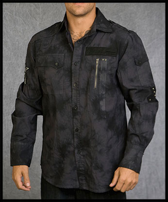 Rebel Spirit - Мужская рубашка - LSW110697-BLK - 100% хлопок стрейч