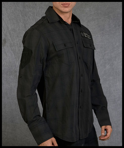Rebel Spirit - Мужская рубашка - LSW110708-BLK - 100% хлопок стрейч