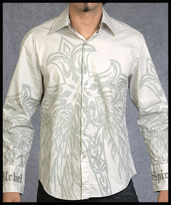 Rebel Spirit - Мужская рубашка -LSW110777-CEMT - 97% хлопок 3% спандекс