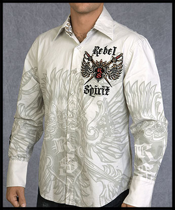 Rebel Spirit - Мужская рубашка - LSW111031-CEMT - 97% хлопок 3% спандекс