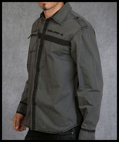 Rebel Spirit - Мужская рубашка - LSW111092-CHAR - 100% хлопок стрейч