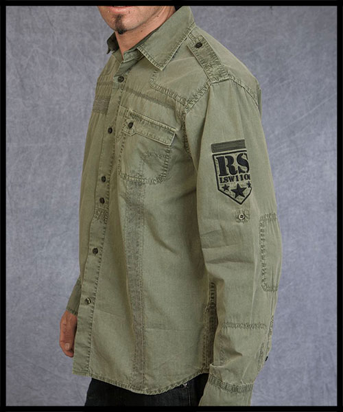 Rebel Spirit - Мужская рубашка - LSW111100-OLV - 100% хлопок стрейч