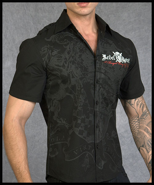 Rebel Spirit - Мужская рубашка - SSW110773-BLK - 97% хлопок 3% спандекс