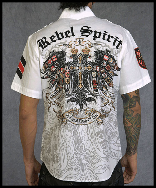 Rebel Spirit - Мужская рубашка - SSW111026-WHT - 97% хлопок 3% спандекс