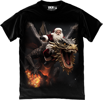 Футболка - Santa Riding Fire Dragon