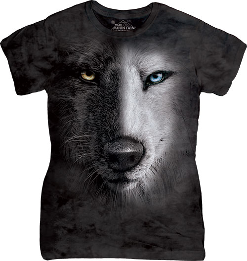 Футболка Женская The Mountain - Black And White Wolf Face - Волк