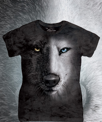 Футболка Женская The Mountain - Black And White Wolf Face - Волк