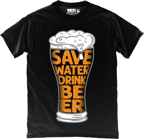 Футболка - Save Water Drink Beer in Black