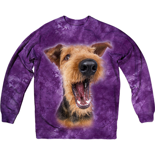 Свитшот - Excited Airedale Terrier в фиолетовом - Эрдельтерьер