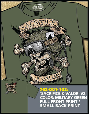 Футболка 7.62 Design - Sacrifice and Valor - V2 - Green