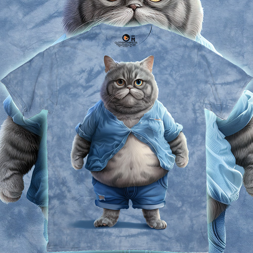 Cat with Belly in Blue