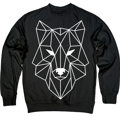 Свитшот - Geometric Wolf in Black