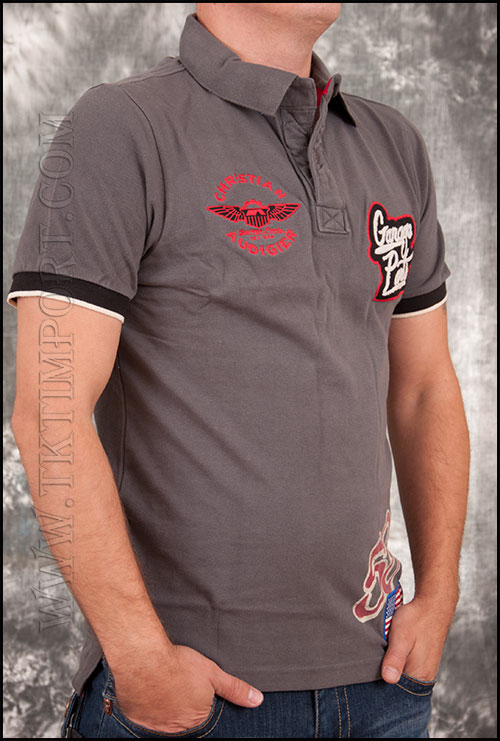 Мужская футболка поло Christian Audigier - MS30GAWI - Grey