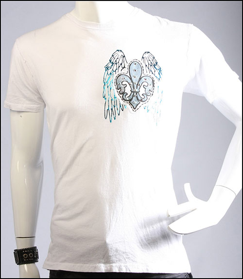 Laguna Beach - Футболка мужская - Mens Crystal Cove Beach White T-Shirt Blue Design (с кристаллами)