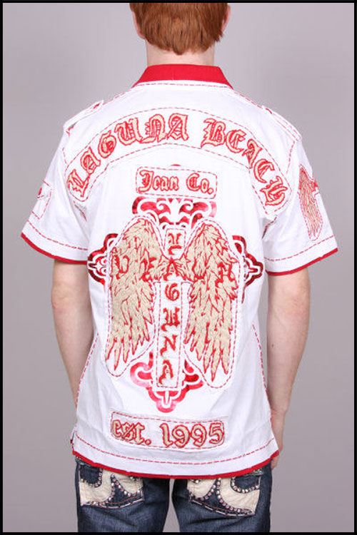 Laguna Beach - Футболка мужская - Mens Long Beach White-Red Polo Shirt
