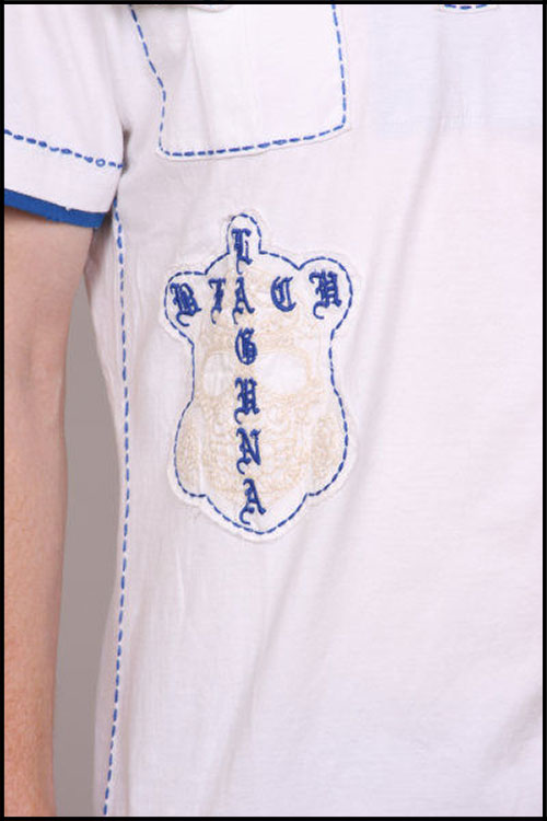 Laguna Beach - Футболка мужская - Mens Sunset Beach White-Blue Polo Shirt