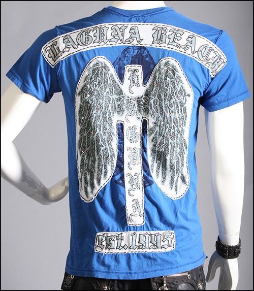 Laguna Beach - Футболка мужская - Mens Long Beach Royal Blue T-Shirt (с кристаллами)