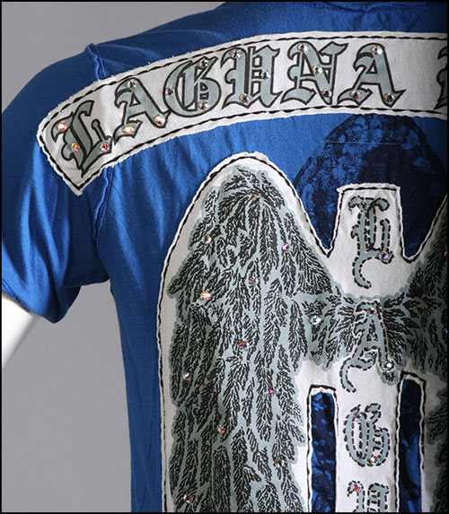 Laguna Beach - Футболка мужская - Mens Long Beach Royal Blue T-Shirt (с кристаллами)