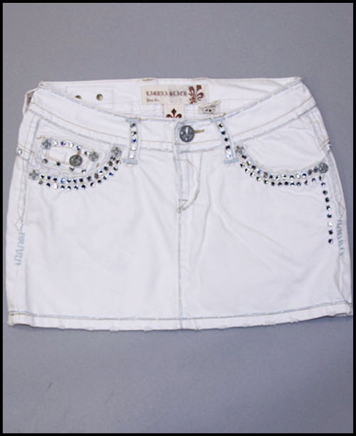 Laguna Beach - Юбка - Salt Creek Baby Blue Stitch White Mini Skirt (с кристаллами 1G - 144 кристалла)