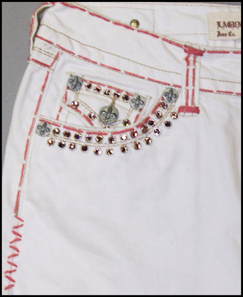 Laguna Beach - Юбка - Womens Aliso Beach Pink Stitch White Wash Mini Skirt (с кристаллами 1G - 144 кристалла)