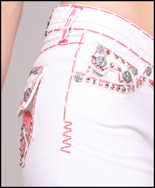 Laguna Beach - Юбка - Womens Hermosa Beach Pink Stitch White Wash Mini Skirt (с кристаллами 2G - 288 кристалла)