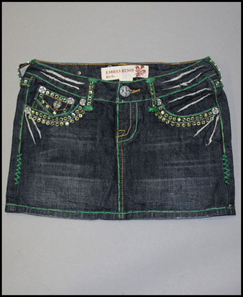 Laguna Beach - Юбка - Womens Manhattan Beach Green Stitch Blue Wash Mini Skirt (с кристаллами 2G - 288 кристалла)