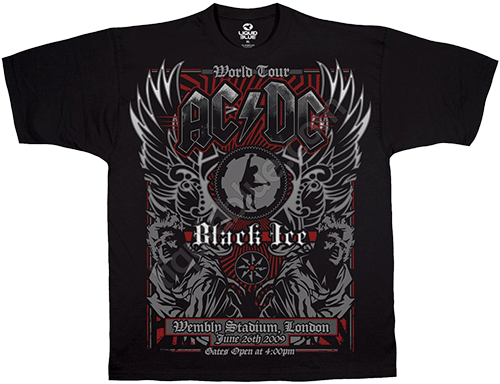 BLACK ICE WORLD TOUR - AC-DC BLACK ATHLETIC T-SHIRT