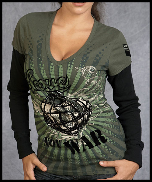 Rebel Spirit - Женская футболки с длинным рукавом - GFLV110488-GRN - 100% Хлопок