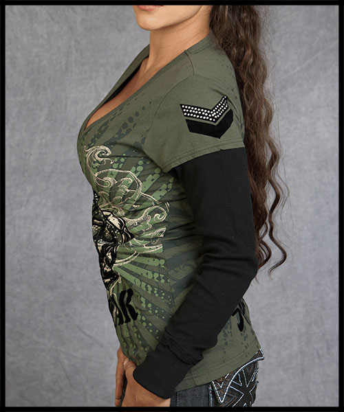 Rebel Spirit - Женская футболки с длинным рукавом - GFLV110488-GRN - 100% Хлопок
