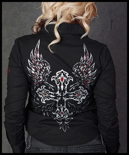 Rebel Spirit - Женская рубашка - GLSW110499-BLK - 97% хлопок 3% спандекс