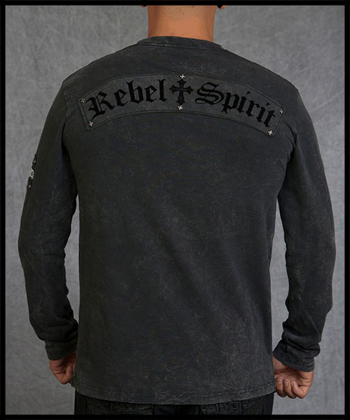 Rebel Spirit -  Футболка мужская с длинным рукавом - LSK110751-BLK - 95% хлопок 5% спандекс
