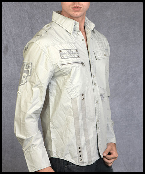 Rebel Spirit - Мужская рубашка - LSW100648-CEMT - 100% хлопок стрейч