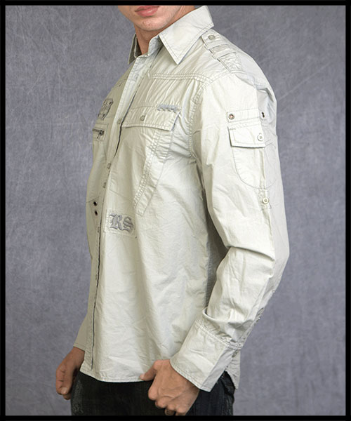 Rebel Spirit - Мужская рубашка - LSW100648-CEMT - 100% хлопок стрейч