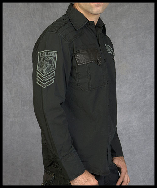 Rebel Spirit - Мужская рубашка - LSW100649-BLK - 100% хлопок стрейч