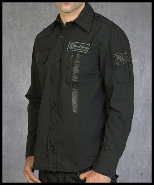 Rebel Spirit - Мужская рубашка - LSW100649-BLK - 100% хлопок стрейч