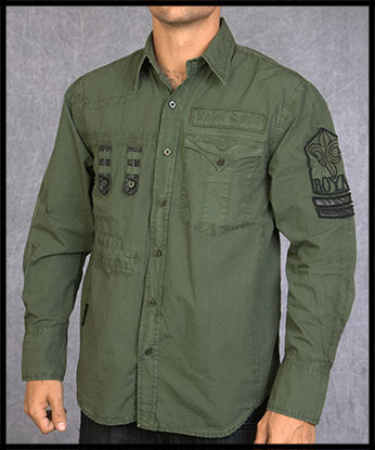 Rebel Spirit - Мужская рубашка - LSW100652-OLV - 100% хлопок стрейч