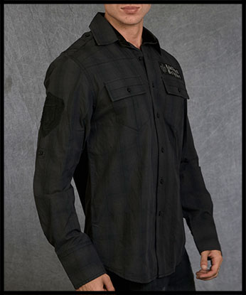 Rebel Spirit - Мужская рубашка - LSW110708-BLK - 100% хлопок стрейч