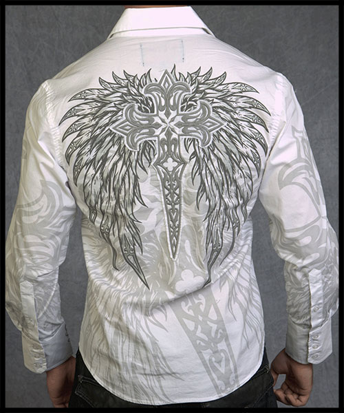 Rebel Spirit - Мужская рубашка -LSW110778-WHT - 97% хлопок 3% спандекс