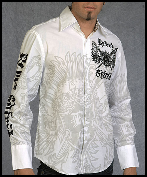 Rebel Spirit - Мужская рубашка - LSW111030-WHT - 97% хлопок 3% спандекс