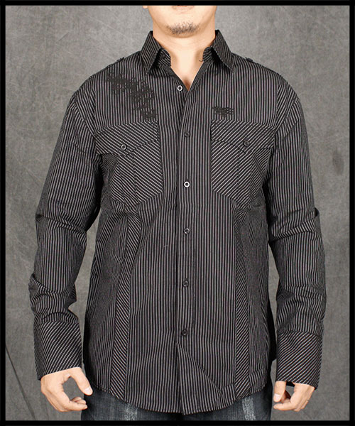 Rebel Spirit - Мужская рубашка - LSW111087-BLK - 100% хлопок стрейч
