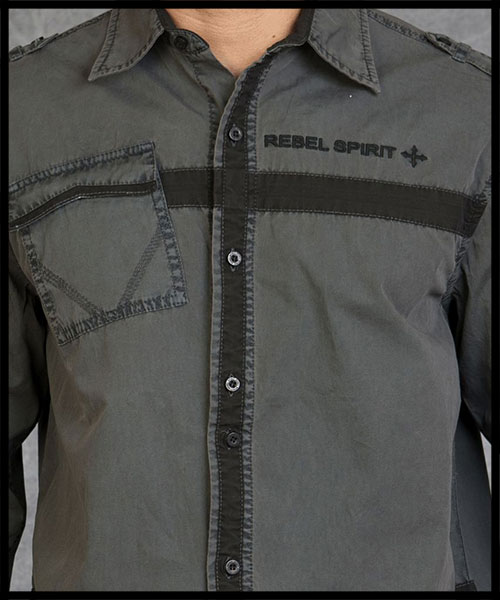 Rebel Spirit - Мужская рубашка - LSW111092-CHAR - 100% хлопок стрейч