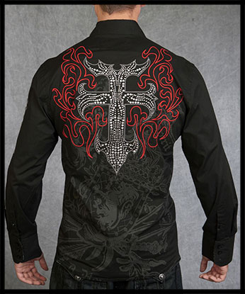 Rebel Spirit - Мужская рубашка - LSW111099-BLK - 100% хлопок