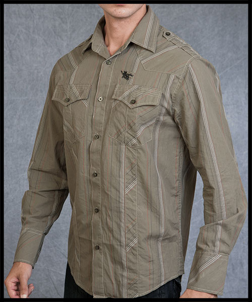 Rebel Spirit - Мужская рубашка - LSW111164-TAN - 100% хлопок стрейч