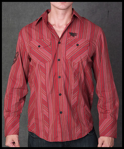 Rebel Spirit - Мужская рубашка - LSW111165-RED - 100% хлопок стрейч