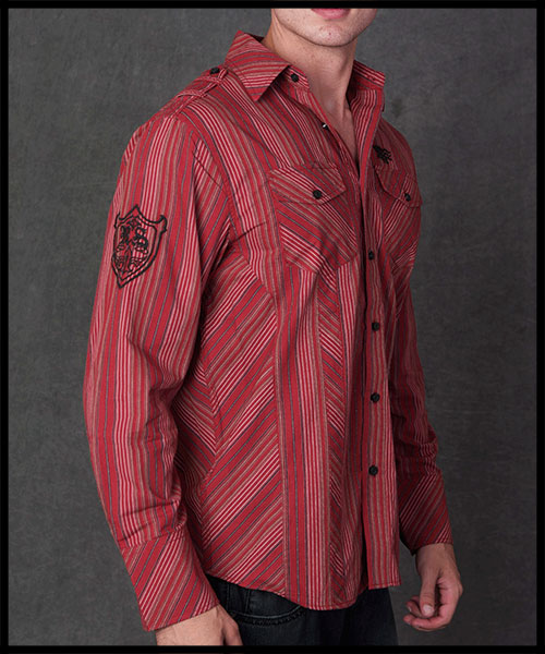 Rebel Spirit - Мужская рубашка - LSW111165-RED - 100% хлопок стрейч