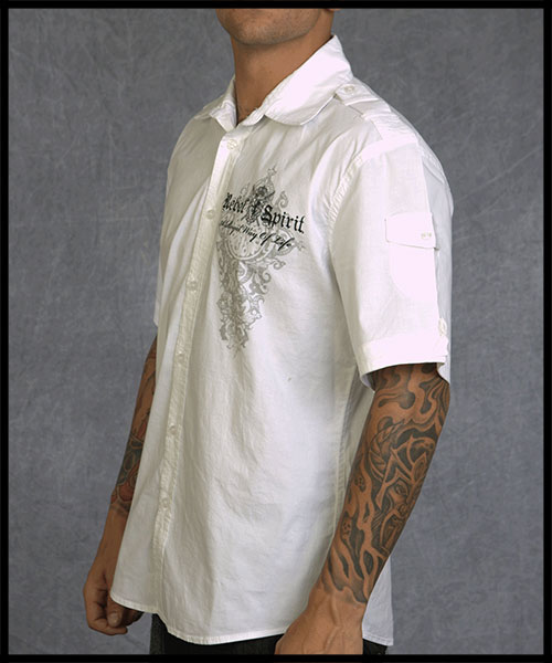 Rebel Spirit - Мужская рубашка - SSW110772-WHT - 97% хлопок 3% спандекс
