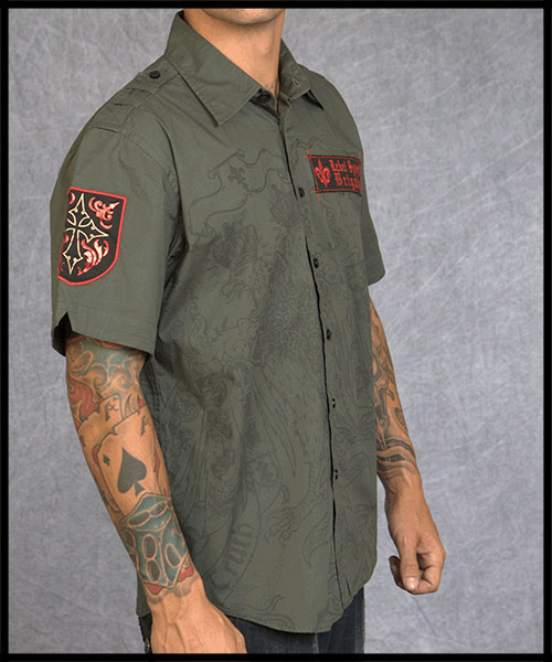 Rebel Spirit - Мужская рубашка - SSW111027-OLV - 97% хлопок 3% спандекс