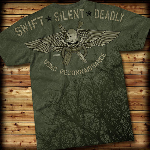 Футболка 7.62 Design - USMC Recon Swift Silent Deadly - Green